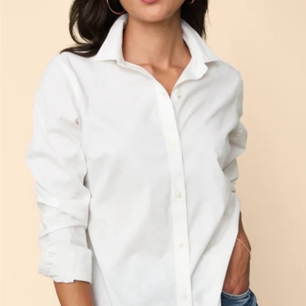 UNTUCKIT For Her Wrinkle-Free Stretch Bella Shirt Long Sleeve White Size 10